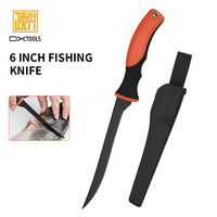 Couteau à filet de pêche multifonctionnel en acier inoxydable personnalisé avec manche en PP de couleur orange