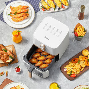 Friteuse à air Midea 4L carrée électrique avec affichage visuel et revêtement céramique blanc - Product Image 1