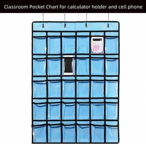 Classroom Foldable Heavy Duty Eco-Friendly Wall-Mounted 5-Layer Storage Bag 30 Clear Pockets for Cell Phone Calculator Holder - Product Image 2