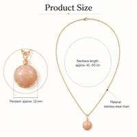 Collier pendentif en pierre de soleil naturelle enroulée sur fil, chaîne en acier inoxydable, bijoux or et argent, cadeau