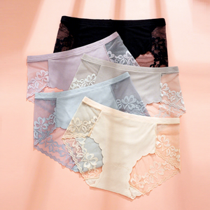 Slip da Donna a Vita Alta con Pannelli in Pizzo, Traspiranti e Confortevoli, Asciugatura Rapida, Morbidi e Delicati sulla Pelle, Tinta Unita - Vendita Calda ODM - Product Image 1