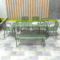 Ensemble de salle à manger d'extérieur en métal, table et chaises de jardin, mobilier moderne résistant pour terrasse et bistrot