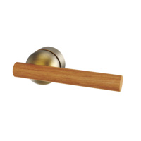 Poignée de porte à levier en alliage de zinc laqué laiton antique et bois de cerisier nord-américain ISILINE pour quincaillerie intérieure