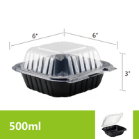 Récipient alimentaire jetable Boîte à hamburger de 6 pouces Récipient à charnière bicolore Emballage en plastique micro-ondable pour restaurant