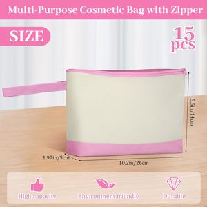 Custom Printed Logo with Zipper Pouch <b>for</b> Travel Large <b>Storage</b> Toiletry Organizer Cotton Canvas Cosmetics <b>Makeup</b> Bags - Product Image 2
