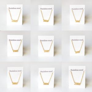 Collier personnalisé en acier inoxydable hypoallergénique, plaqué or 14K 18K, pendentif numéro porte-bonheur, collier année de naissance - Product Image 3