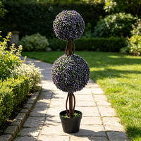 Arbre Topiaire Artificiel en Plastique Double Boule de Buis en Pot, Plante Décorative Végétale pour Extérieur et Intérieur, Idéal pour Cérémonies de Remise des Diplômes