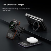 Batterie externe magnétique sans fil 10000 mAh avec support rotatif en alliage d'aluminium, écran intelligent IA, charge rapide 22,5 W, chargeur portable