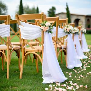 Decorazione per Sfondo Nuziale in Garza Bianca per Esterni, Allestimento per Feste e Matrimoni, Modello Nuvola per Arco Nuziale - Product Image 1