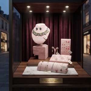 Nuovo Set Espositivo Portatile di Lusso in Velluto Moderno e alla Moda, Serie <span class=keywords><strong>Rosa</strong></span>, Personalizzabile, per Anelli, Orecchini e Collane - Product Image 4