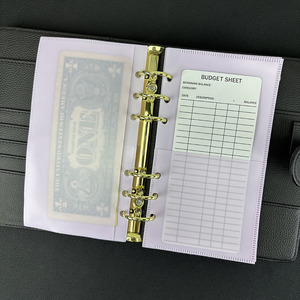 New Classical Frosted Clear Pink Durable PP Flexible Double Pocket A6 <strong>Budget</strong> <strong>Binder</strong> Insert Cash Filling Envelope for Budgeting - Product Image 6