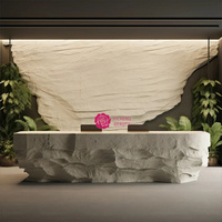 Vente en gros de produits de beauté Yicheng Nouveau design Bureau de réception de luxe blanc en fibre de verre Comptoir moderne pour hôtel, boutique et centre de service