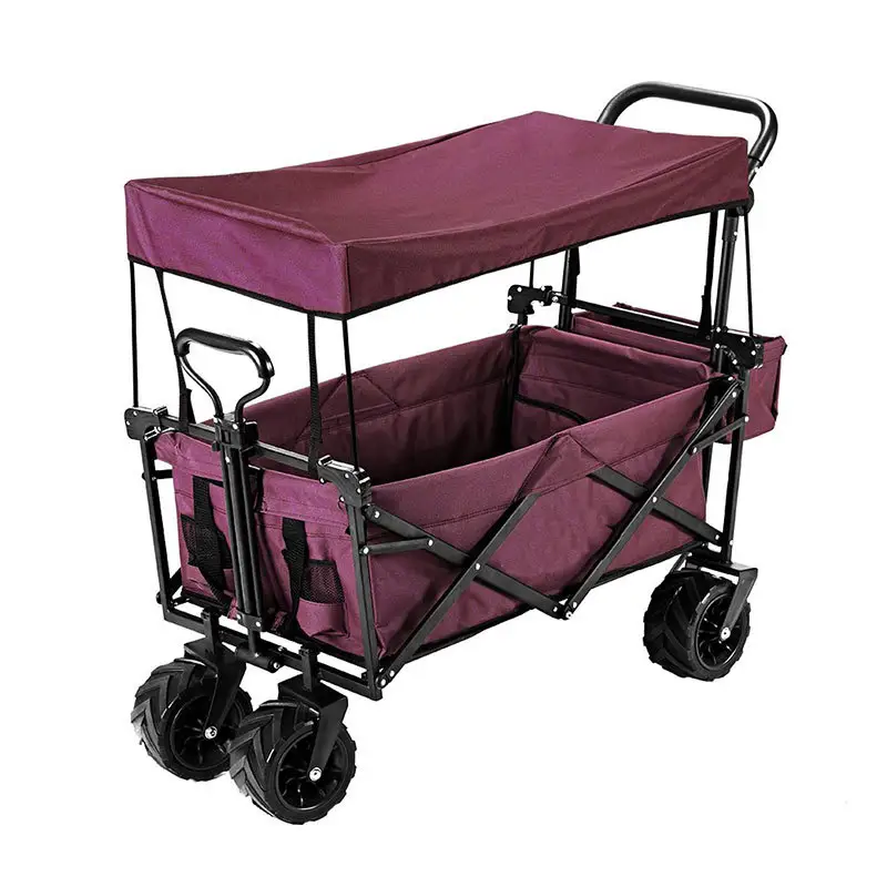 Hot Sell Push Pull Wagon Kinderwagen wagen Outdoor Camping Klapp wagen mit Baldachin Tragbarer Camping Strand Angel wagen Reisen