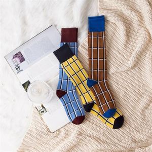 무릎 높은 블록 색상 유행 사용자 정의 패턴 양말 여자 높은 스타킹 스트라이프 성인 매일 거리 양말 - Product Image 3