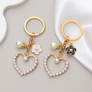 Pendentif porte-clés camélia en alliage perlé style parfumé, accessoires de sac à main pour fille, décoration de sac à main, cadeau pour petite amie - Product Image 6