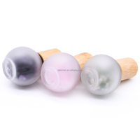 En stock, flacons distributeurs d'huiles essentielles Jade Rollerball, flacons en verre givré avec bouchon en bambou