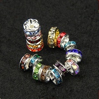 Manik-manik Kristal Kaca Rondelle Bulat 4mm 6mm 8mm 10mm untuk Spacer