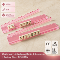 Support et pousseur de Mahjong en acrylique transparent de luxe, 20 pouces, magnétique, pour tuiles de Mahjong américain, avec bord festonné