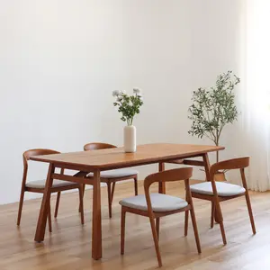 Cocina moderna de lujo restaurantes nórdicos para sillas de comedor de alta calidad de tela de madera sólida conjunto de sillón cojín de madera con café