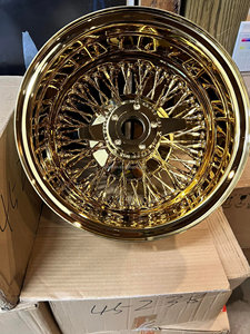 ล้อเหล็กซี่ลวดขนาด 13x7 72 ซี่ ขอบลึก สีทองโครเมียมทั้งหมด ชุด 4 ชิ้น พร้อมอะแดปเตอร์ สำหรับรถโลว์ไรเดอร์คลาสสิก - Product Image 3