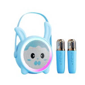 เครื่องเล่นเพลงการ์ตูนขนาดเล็กสำหรับเด็กและผู้ใหญ่ ลำโพงพกพาพร้อมไมโครโฟนไร้สาย 2 ตัว ของเล่น ของขวัญวันเกิด - Product Image 5