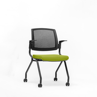 Chaise de bureau pliable en tissu filet pour salle de formation commerciale avec roulettes en PU pour conférence