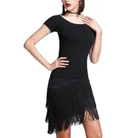 Jupe de danse latine à franges pour femme, taille élastique extensible, ourlet irrégulier, tenue de danse moderne pour Salsa et Samba