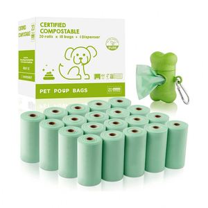 Sacs à déjections pour animaux de compagnie biodégradables et compostables, sacs à crottes de chien biodégradables avec distributeur - Product Image 1