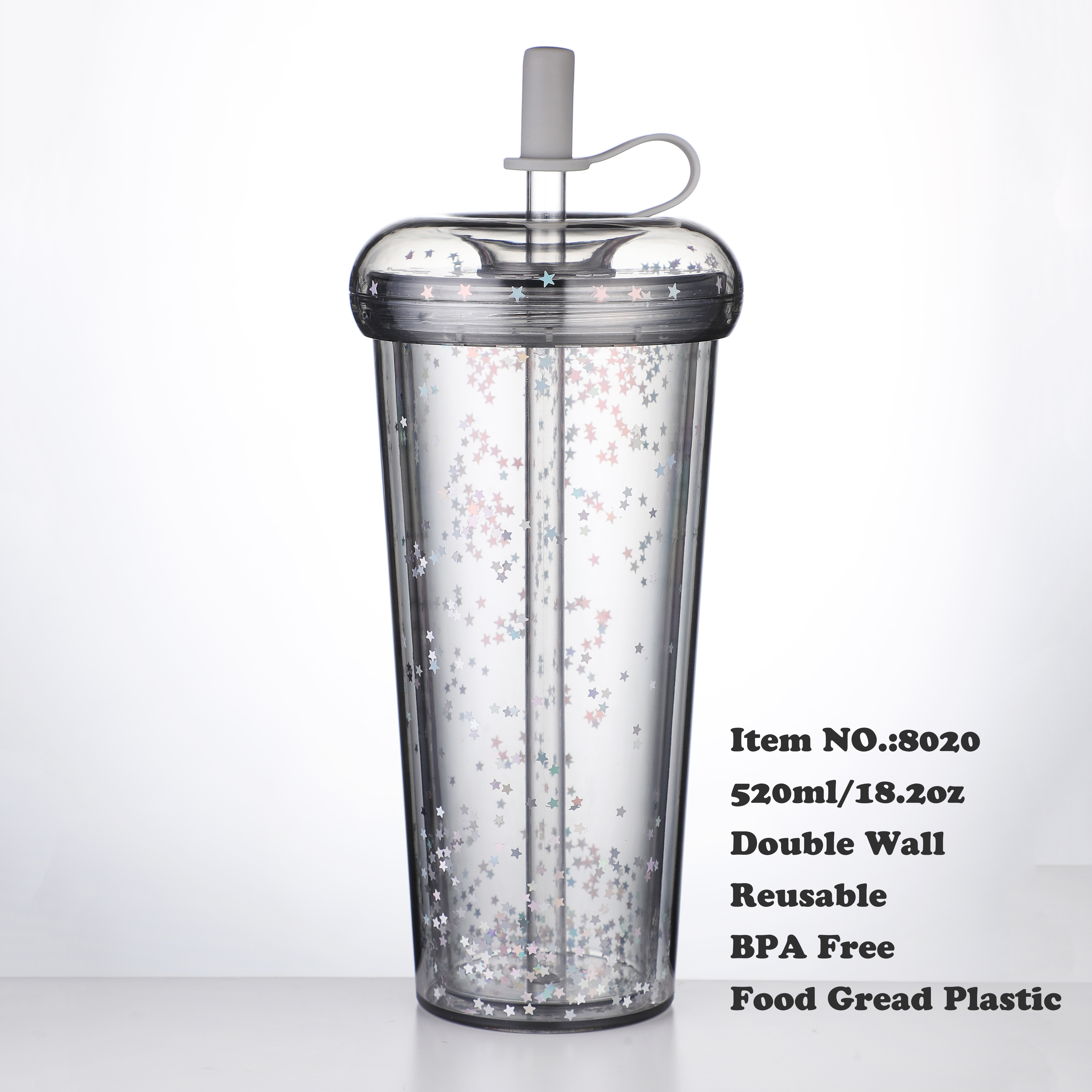 520 мл/420 мл/320 мл 18,2 унции 14,7 унции 11,2 унции BPA бесплатно двойной настенный пончик пластиковая чашка