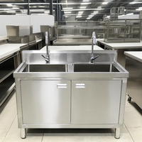Éviers de restauration en acier inoxydable personnalisés, résistants à la corrosion, avec revêtement ignifuge pour hôtels, restaurants, cuisines industrielles