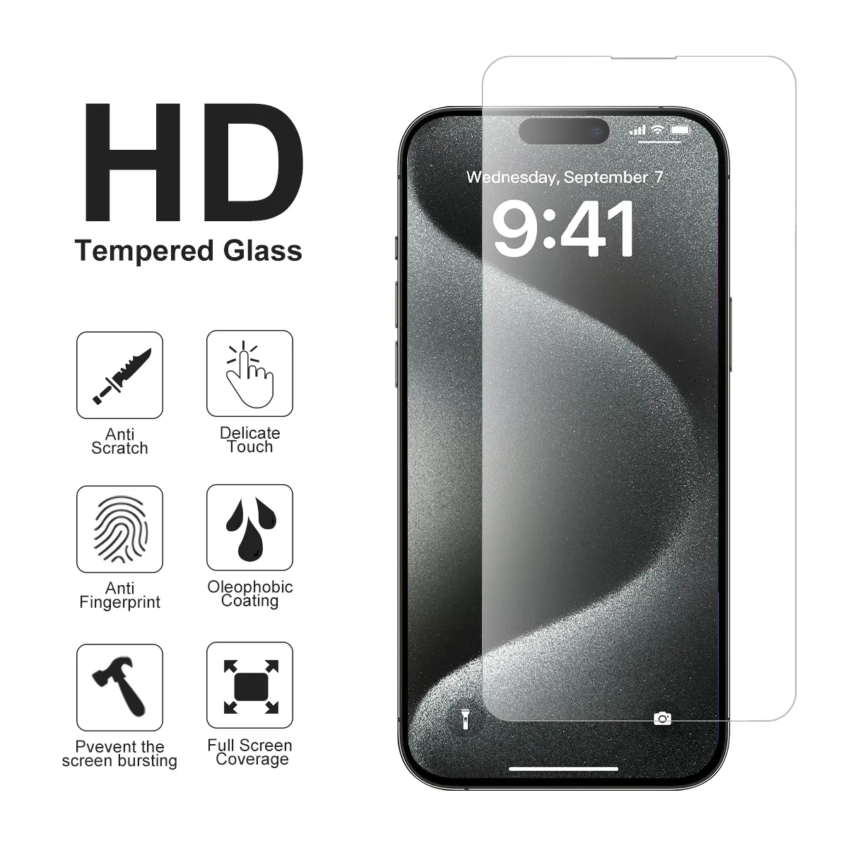 HDアンチスクラッチケースフレンドリー簡単インストール9H硬度3D強化ガラススクリーンプロテクターforiPhone 15 14 13 12