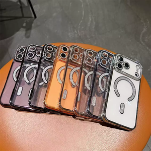 Coque de téléphone magnétique en diamant électroplaqué en gros pour iPhone 17 Pro Max, coque de téléphone anti-usure pour iPhone 18 Pro Max 17 16 15 - Product Image 2
