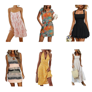 Ventes en gros de robes décontractées élégantes pour femmes adultes, été, polyester, livraison aléatoire, modèle chinois QZ-009 - Product Image 3