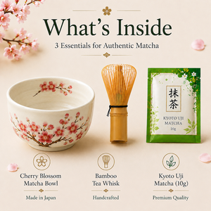 Juego de Batidor de Matcha con Tazón de Cerámica con Diseño de Flor de Cerezo, Venta al por Mayor, con Batidor de Bambú - Product Image 2