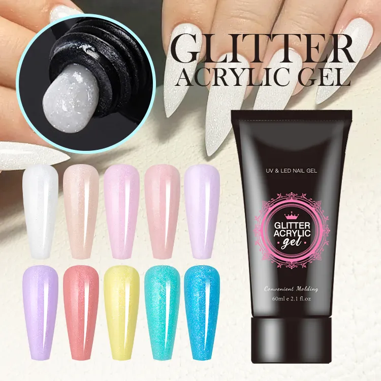 Polying Acrygel Wholesale Nail Supplies Private Label Glitter Colors Acrylic Poligel UV Nail Extension Poly Nail Gel Polish