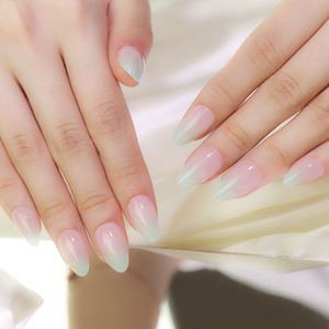 AIERFEI vente chaude <span class=keywords><strong>vert</strong></span> Ombre presse sur les ongles courts en forme d'amande ongles conseils couleur nue faux ongles - Product Image 1