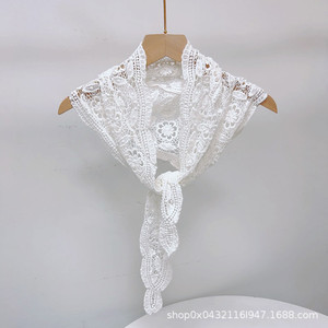 Chal de Algodón con Encaje Retro Estilo Coreano, Protector de Cuello y Hombros, Triángulo Hueco, Bufanda para Aire Acondicionado, Pañuelo Musulmán - Product Image 6