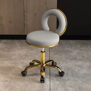 Modern Adjustable Barber Chair Swivel Salon <b>Stool</b> PU Leather Rolling <b>Seat</b> Metal Base for Beauty Studio - Product Image 6