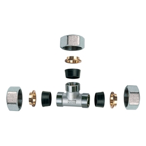 Raccordo a T cromato da 1/2 pollice per tubi in rame con coni in gomma, connettore idraulico - Product Image 1
