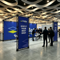 Stand d'exposition portable 20x10 pieds, réutilisable, assemblage sans outil, modulaire, avec comptoir
