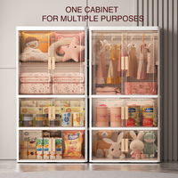 Armoire de rangement pour vêtements d'enfants à 3 niveaux avec portes doubles, penderie portable multi-niveaux, organisateur de placard pliable en plastique