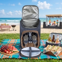 Sac à dos isotherme pour pique-nique 2 personnes avec compartiment isotherme étanche, design pliable, poignée de transport réutilisable et sangle rembourrée