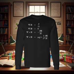 Camiseta Promocional de Manga Larga con Diseño de las Ecuaciones de Maxwell del Electromagnetismo para Física y Ciencias - Product Image 3