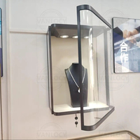 Affichage en métal brossé noir éclairage Led mur vitrine en verre affichage de bijoux armoire verrouillable verre niche vitrine de bijoux