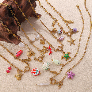 Collar con Colgante de Estrella de Mar con Temática Oceánica, Acero Inoxidable, Chapado en Oro de 18K, Joyería de Playa para Mujer, Collar de Cadena a la Moda - Product Image 1