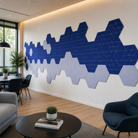 Panneaux muraux acoustiques en fibre de polyester hexagonale, absorption acoustique, carreaux muraux décoratifs pour bureau, hôtel