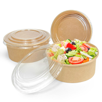 Bols en papier kraft à double paroi jetables personnalisés avec couvercles, qualité alimentaire, compatibles micro-ondes, imperméables, biodégradables