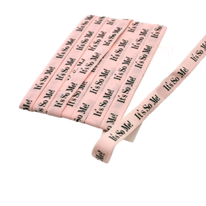Cao-tensity 1cm nylon mềm in băng đàn hồi nhà sản xuất cung cấp màu hồng khẩu hiệu màu đen cho cổ Bìa Webbing sản phẩm - Product Image 4