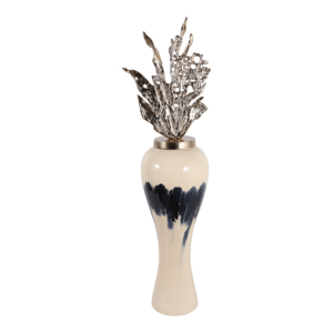 Vaso decorativo alto in metallo con coperchio a forma di foglia per decorazioni per la casa, vaso per fiori per soggiorno, camera da letto, decorazione per la casa. - Product Image 4
