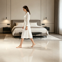 Carreaux de sol en porcelaine gris crème espagnol ultra-brillants 750x1500x10mm, aspect marbre émaillé pleine masse, antibactériens, antidérapants, garantie 5 ans